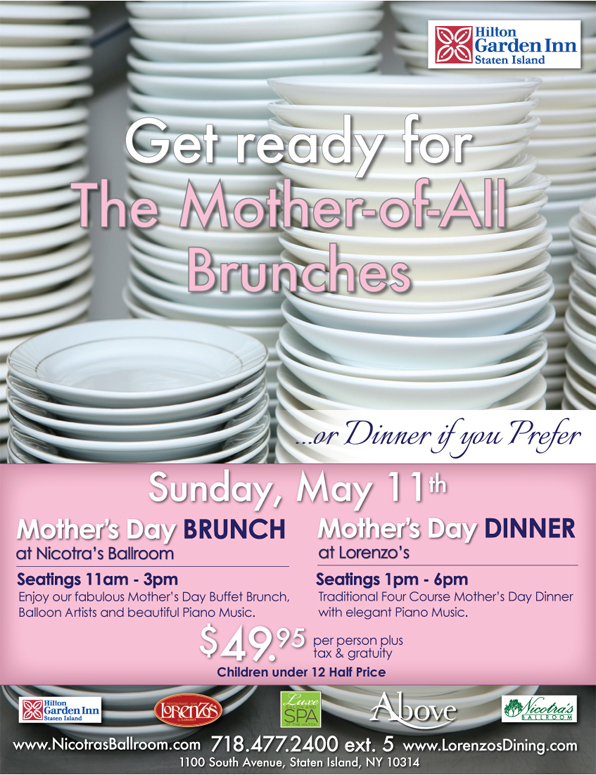 Mother's Day brunch and dinner flyer May 11th
