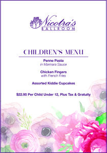 Nicotra's Ballroom Mother's Day Dinner Children's Menu